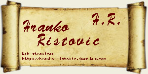 Hranko Ristović vizit kartica